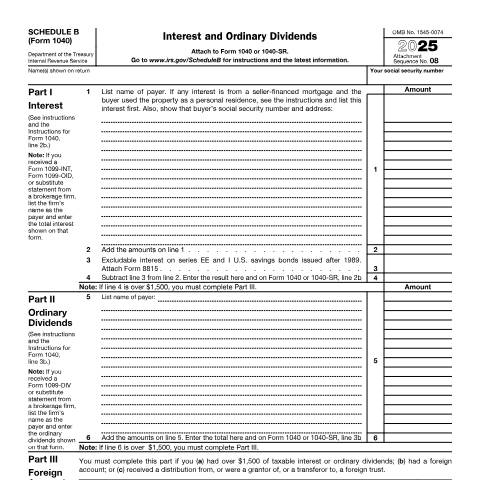 Document preview: IRS Form f1040sb — IRS, United States (CERFA n°1040SB)