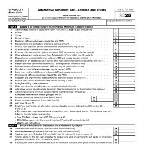 Document preview: IRS Form f1041si — IRS, United States (CERFA n°1041SI)