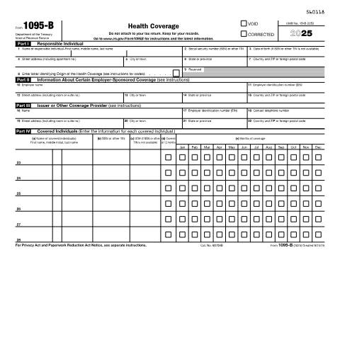 Document preview: IRS Form f1095b — IRS, United States (CERFA n°1095B)