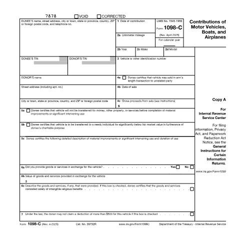 Document preview: IRS Form f1098c — IRS, United States (CERFA n°1098C)