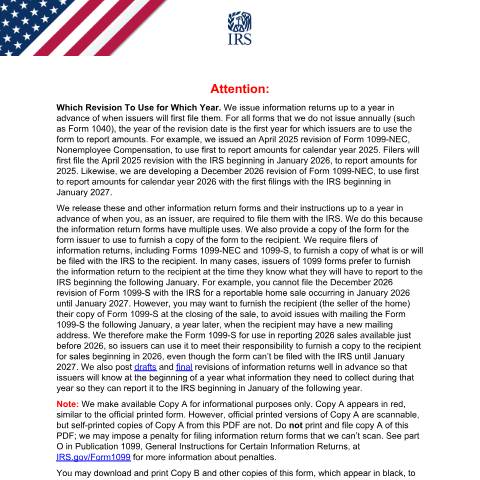 Document preview: IRS Form f1099nec — IRS, United States (CERFA n°1099NEC)