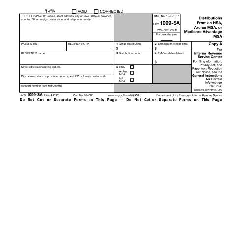 Document preview: IRS Form f1099sa — IRS, United States (CERFA n°1099SA)