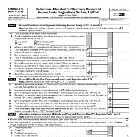Document preview: IRS Form f1120fh — IRS, United States (CERFA n°1120FH)