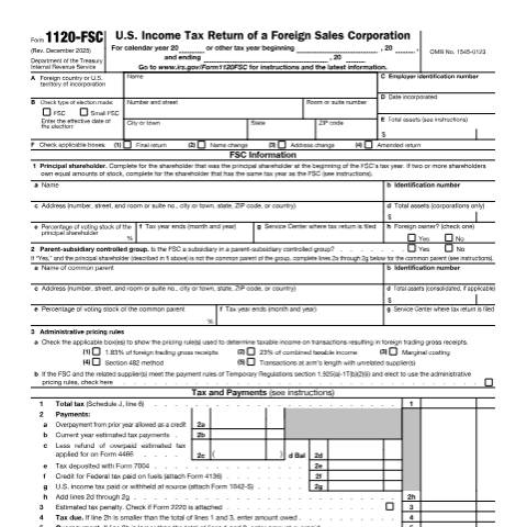Document preview: IRS Form f1120fsc — IRS, United States (CERFA n°1120FSC)