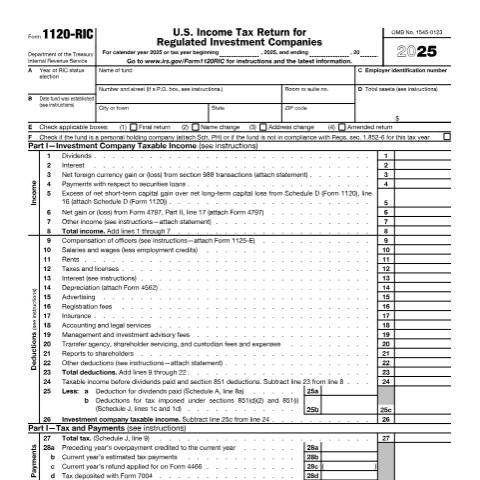 Document preview: IRS Form f1120ric — IRS, United States (CERFA n°1120RIC)