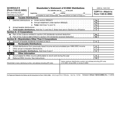 Document preview: IRS Form f1120idk — IRS, United States (CERFA n°1120IDK)