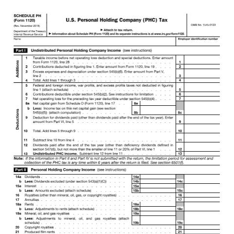Document preview: IRS Form f1120sph — IRS, United States (CERFA n°1120SPH)