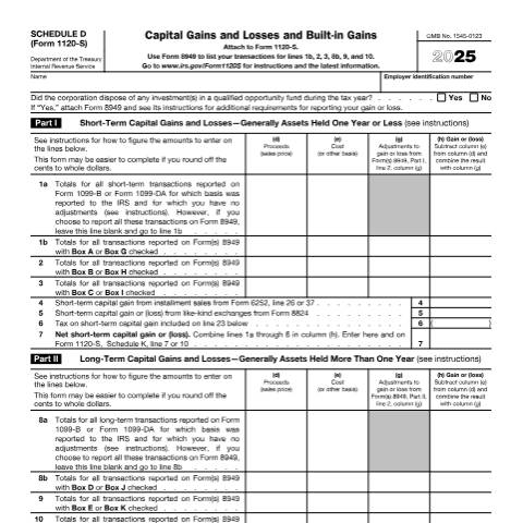 Document preview: IRS Form f1120ssd — IRS, United States (CERFA n°1120SSD)