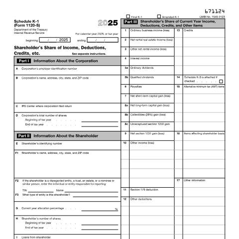 Document preview: IRS Form f1120ssk — IRS, United States (CERFA n°1120SSK)