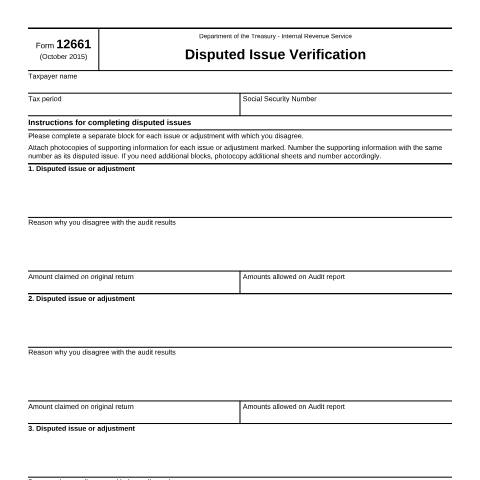 Document preview: IRS Form f12661 — IRS, United States (CERFA n°12661)