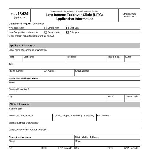 Document preview: IRS Form f13424 — IRS, United States (CERFA n°13424)