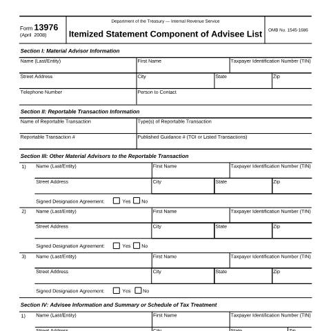 Document preview: IRS Form f13976 — IRS, United States (CERFA n°13976)