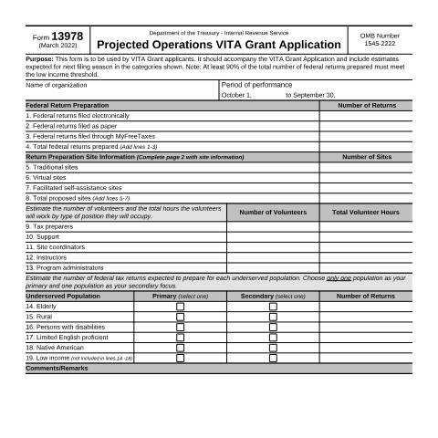 Document preview: IRS Form f13978 — IRS, United States (CERFA n°13978)