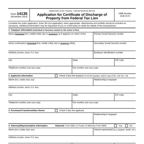 Document preview: IRS Form f14135 — IRS, United States (CERFA n°14135)