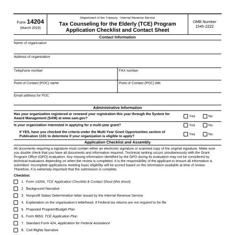 Document preview: IRS Form f14204 — IRS, United States (CERFA n°14204)