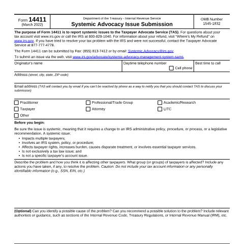 Document preview: IRS Form f14411 — IRS, United States (CERFA n°14411)