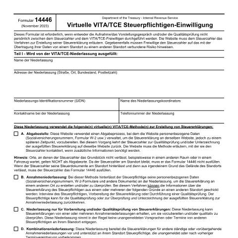 Document preview: IRS Form f14446de — IRS, United States (CERFA n°14446DE)