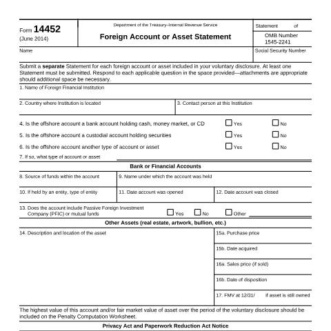 Document preview: IRS Form f14452 — IRS, United States (CERFA n°14452)