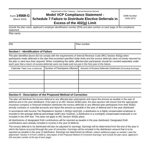 Document preview: IRS Form f14568g — IRS, United States (CERFA n°14568G)