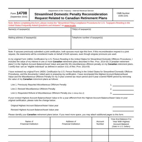 Document preview: IRS Form f14708 — IRS, United States (CERFA n°14708)