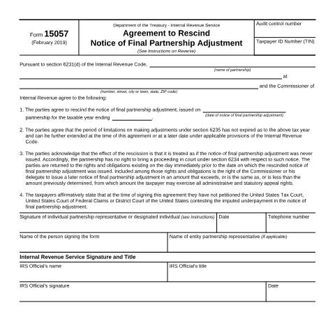 Document preview: IRS Form f15057 — IRS, United States (CERFA n°15057)