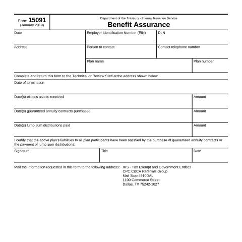 Document preview: IRS Form f15091 — IRS, United States (CERFA n°15091)