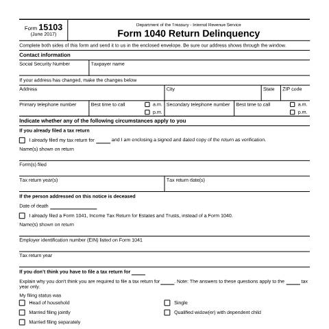 Document preview: IRS Form f15103 — IRS, United States (CERFA n°15103)