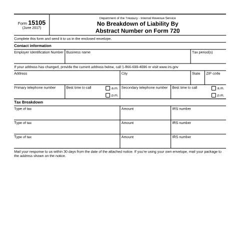 Document preview: IRS Form f15105 — IRS, United States (CERFA n°15105)