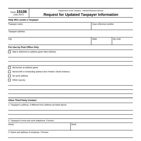 Document preview: IRS Form f15106 — IRS, United States (CERFA n°15106)
