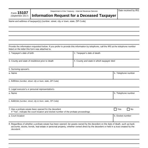 Document preview: IRS Form f15107 — IRS, United States (CERFA n°15107)