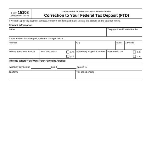 Document preview: IRS Form f15108 — IRS, United States (CERFA n°15108)