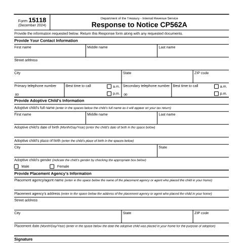 Document preview: IRS Form f15118 — IRS, United States (CERFA n°15118)