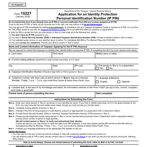 Document preview: IRS Form f15227 — IRS, United States (CERFA n°15227)