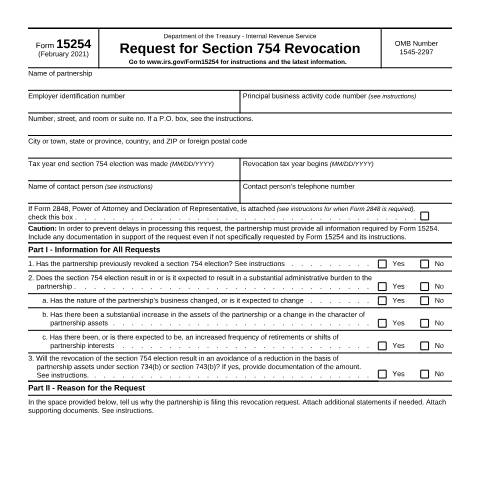 Document preview: IRS Form f15254 — IRS, United States (CERFA n°15254)
