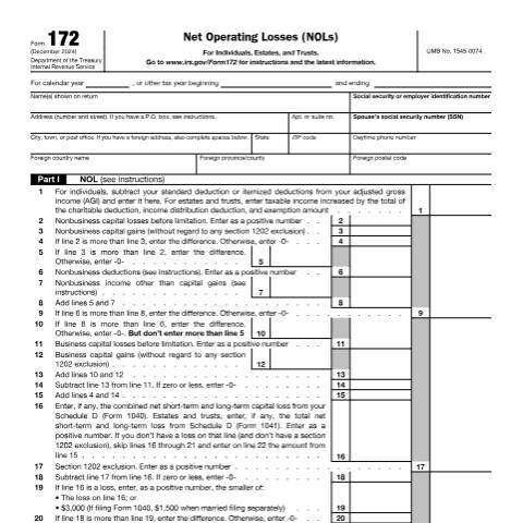 Document preview: IRS Form f172 — IRS, United States (CERFA n°172)
