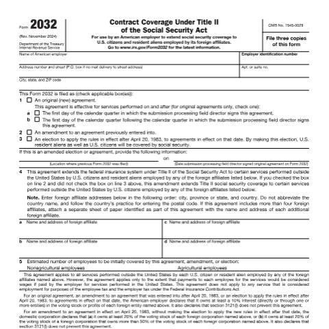 Document preview: IRS Form f2032 — IRS, United States (CERFA n°2032)