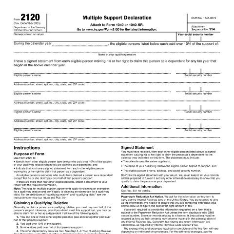 Document preview: IRS Form f2120 — IRS, United States (CERFA n°2120)