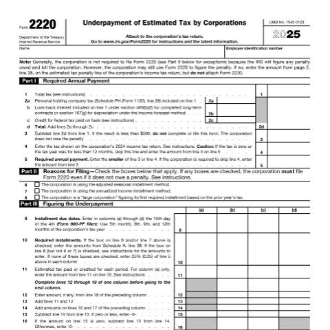 Document preview: IRS Form f2220 — IRS, United States (CERFA n°2220)