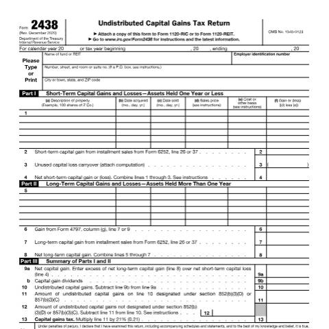 Document preview: IRS Form f2438 — IRS, United States (CERFA n°2438)