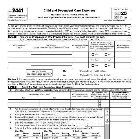 Document preview: IRS Form f2441 — IRS, United States (CERFA n°2441)