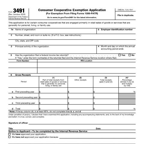 Document preview: IRS Form f3491 — IRS, United States (CERFA n°3491)
