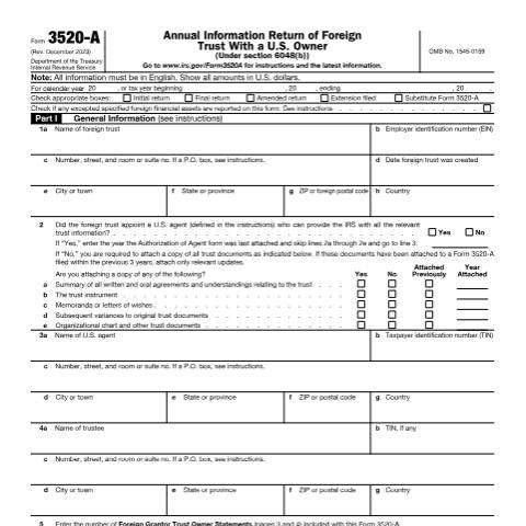 Document preview: IRS Form f3520a — IRS, United States (CERFA n°3520A)