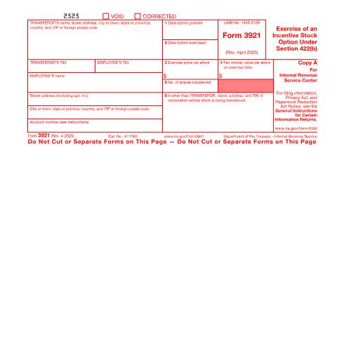 Document preview: IRS Form f3921 — IRS, United States (CERFA n°3921)