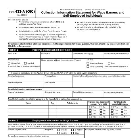 Document preview: IRS Form f433aoi — IRS, United States (CERFA n°433AOI)