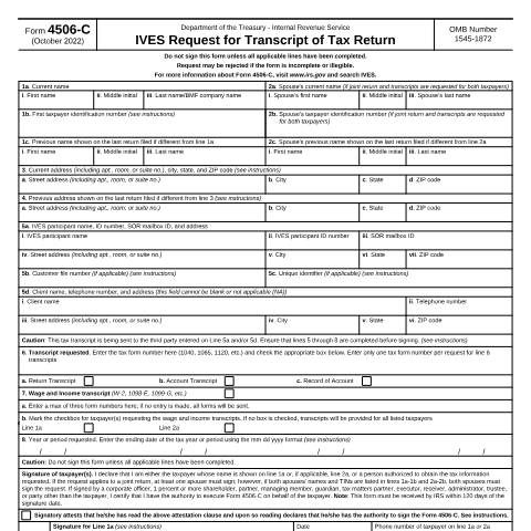 Document preview: IRS Form f4506c — IRS, United States (CERFA n°4506C)