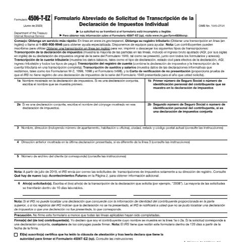 Document preview: IRS Form f4506tes — IRS, United States (CERFA n°4506TES)