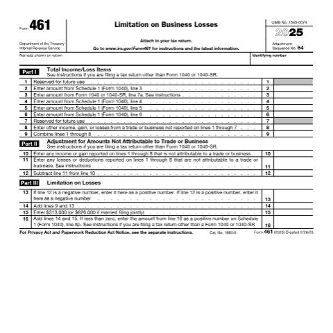 Document preview: IRS Form f461 — IRS, United States (CERFA n°461)