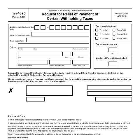 Document preview: IRS Form f4670 — IRS, United States (CERFA n°4670)