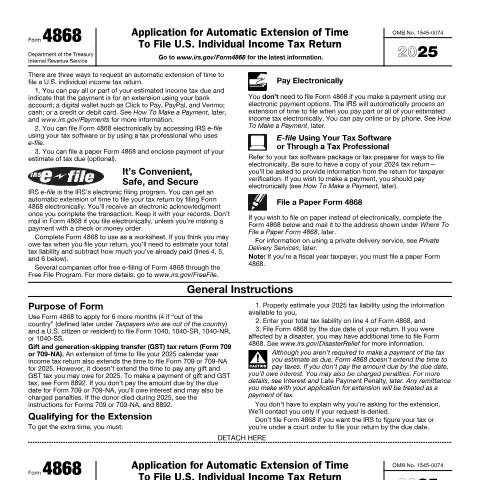 Document preview: IRS Form f4868 — IRS, United States (CERFA n°4868)