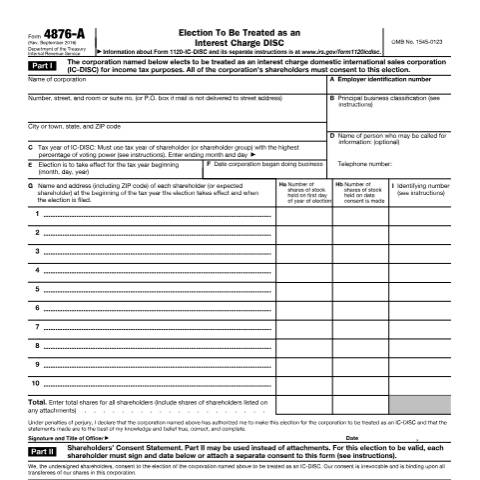 Document preview: IRS Form f4876a — IRS, United States (CERFA n°4876A)